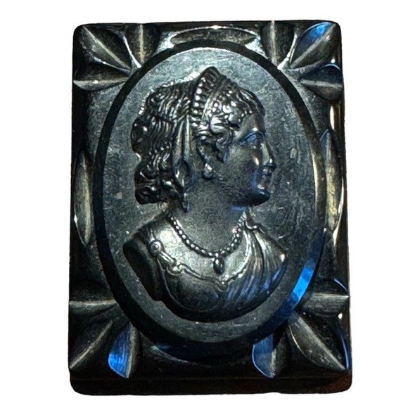 Vintage Black BAKELITE mourning cameo brooch - Picture 3 of 3